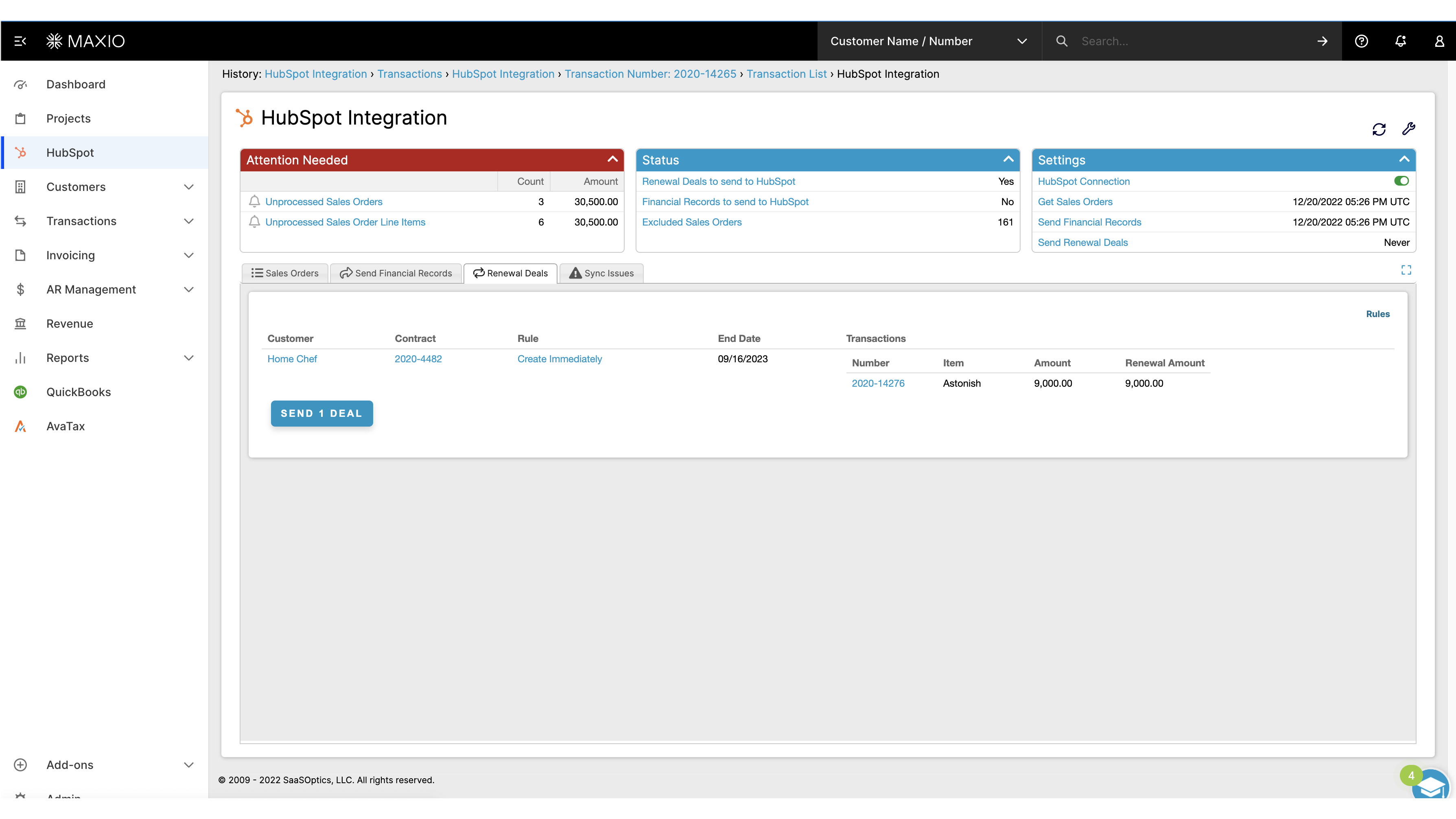 Generate renewal deals directly from Maxio